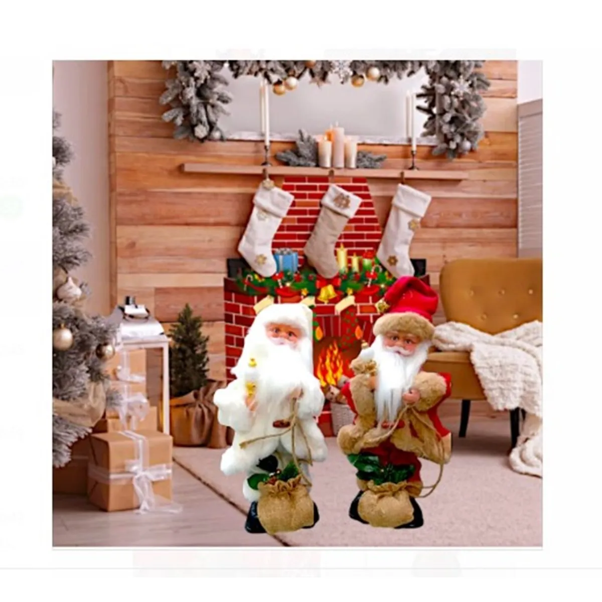 GENERICO - PAPA NOEL DECORATIVO DE 30 CM MUSICAL Y CON MOVIMIENTOS