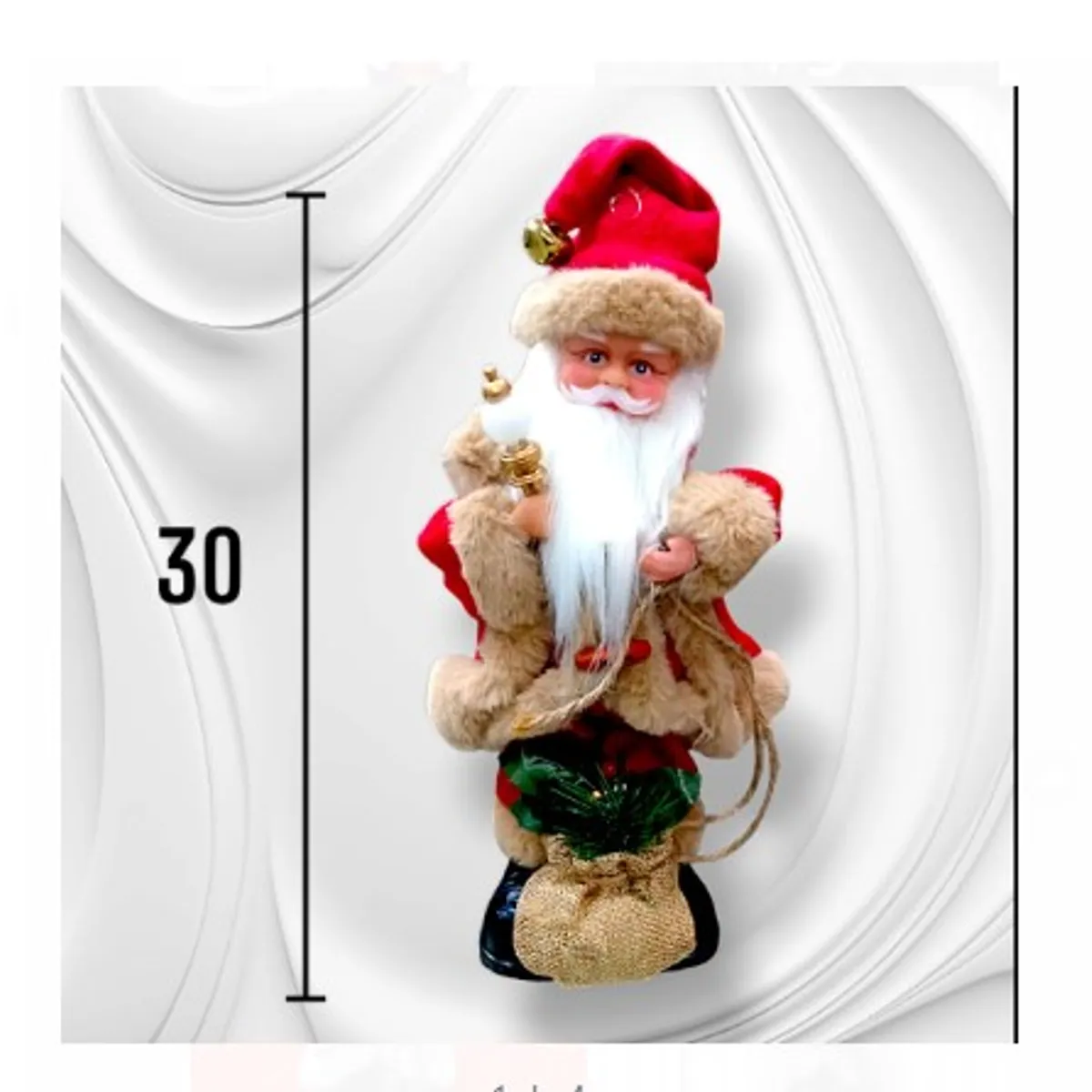 GENERICO - PAPA NOEL DECORATIVO DE 30 CM MUSICAL Y CON MOVIMIENTOS