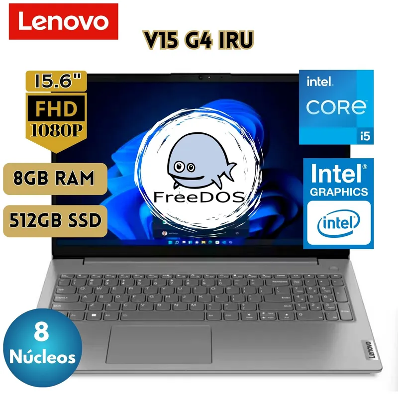 LENOVO - Laptop Lenovo V15 G4 IRU 156 FHD Intel Core i5 13va Gen 8GB 512GB SSD FREEDOS