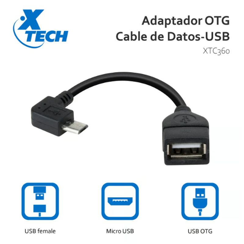 XTECH - Adaptador OTG de datos - USBH A Micro - USB Type BM - XTECH - XTC-360