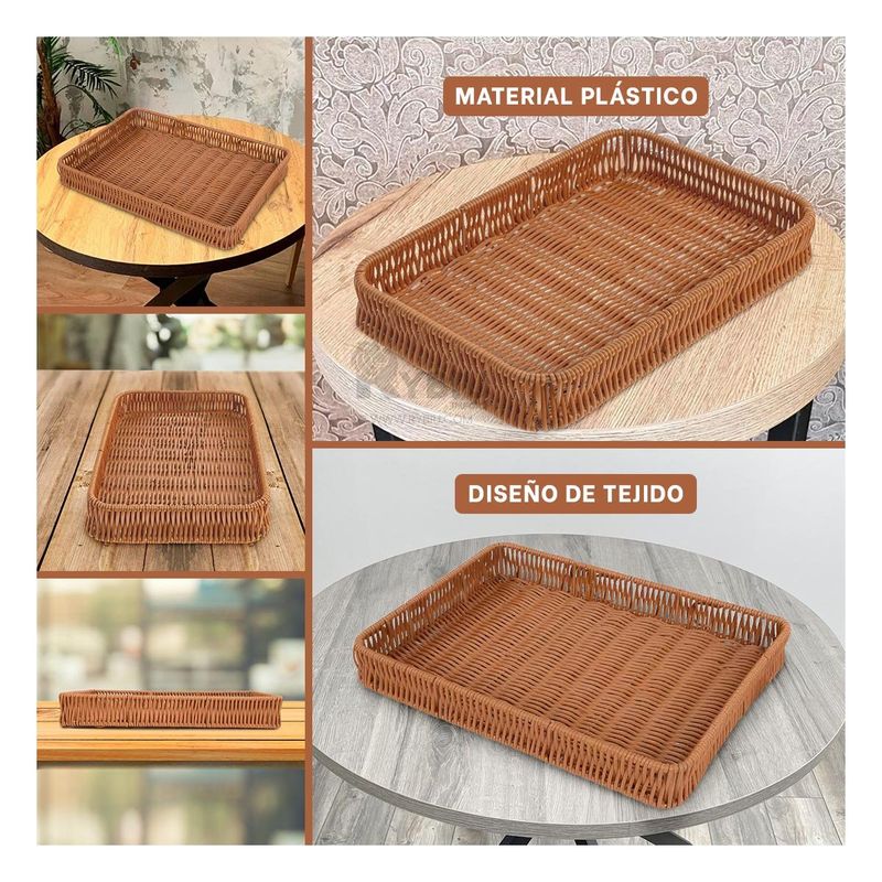 RYBIU IMPORT - Cesta Plastificado 30x20x4cm Color Marron Y+Papel de Regalo