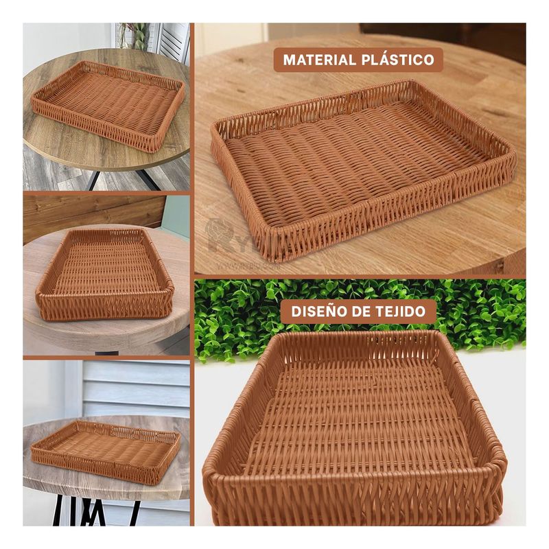 RYBIU IMPORT - Cesta Plastificado Exotico de 34x24x4cm Y+Papel de Regalo
