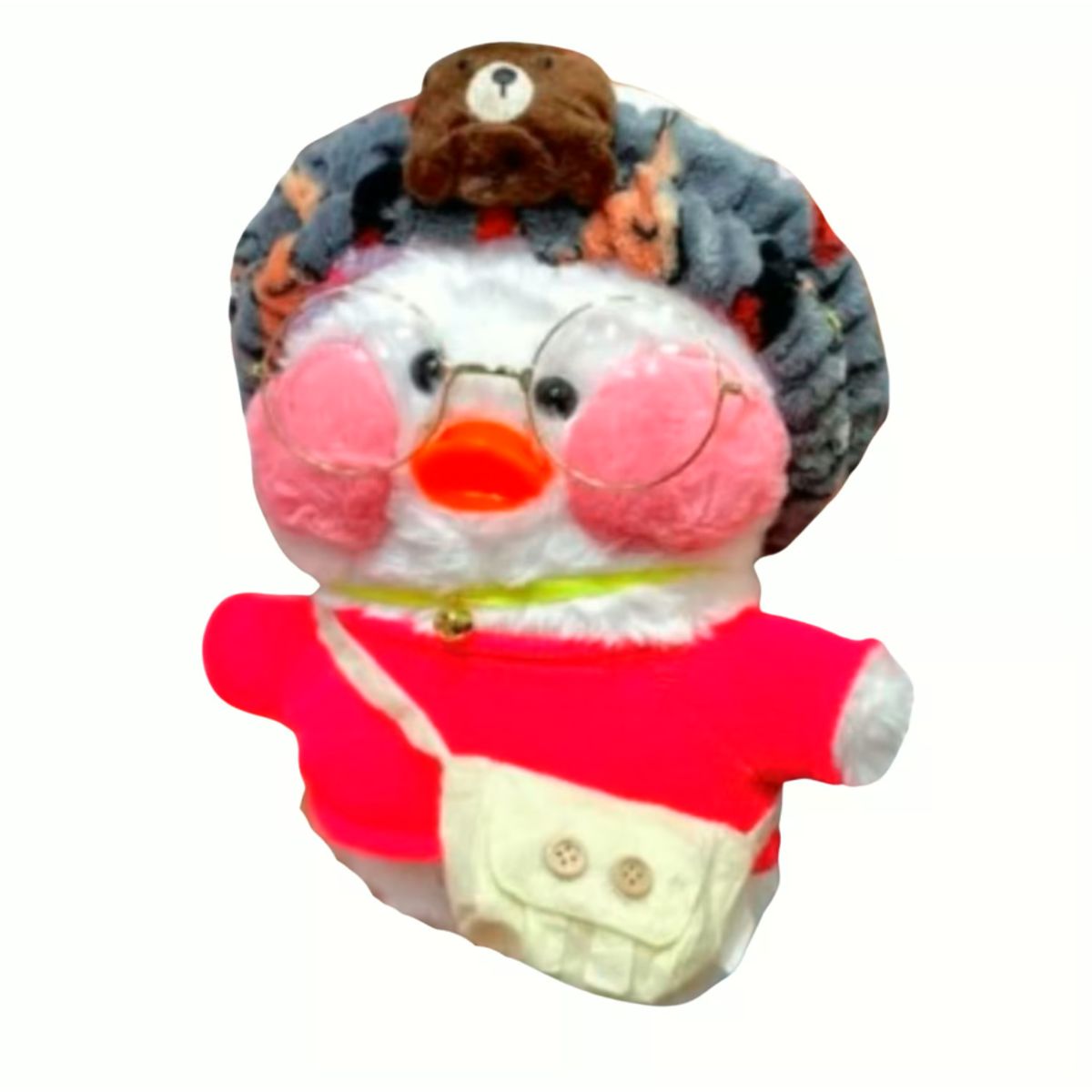 GENERICO - Peluche Patito Lalafanfan con Outfit - 30cm Blanco