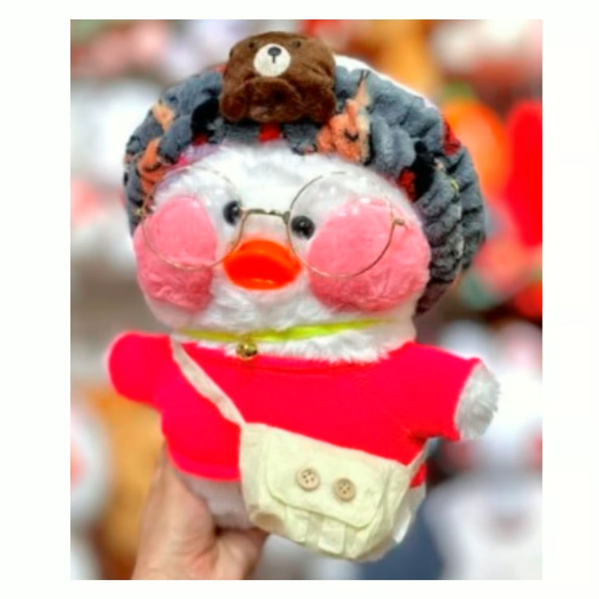 GENERICO - Peluche Patito Lalafanfan con Outfit - 30cm Blanco