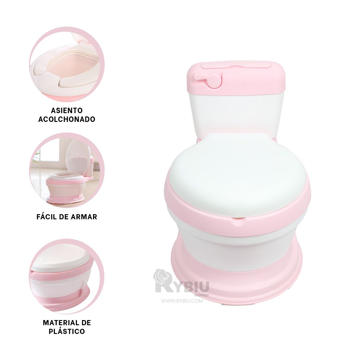 GENERICO - Asiento Idoneo para Bebe Rosado Y+Regalo Ligas para Peinar