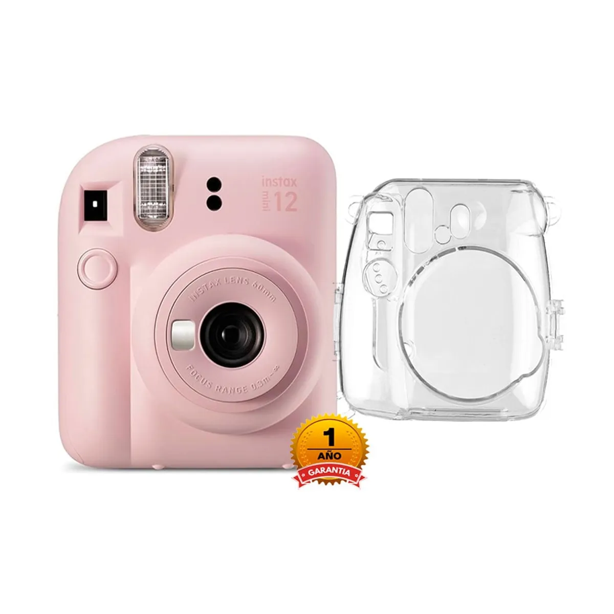 FUJIFILM - Camara Fujifilm Instax Mini 12 Rosa + Estuche Transparente
