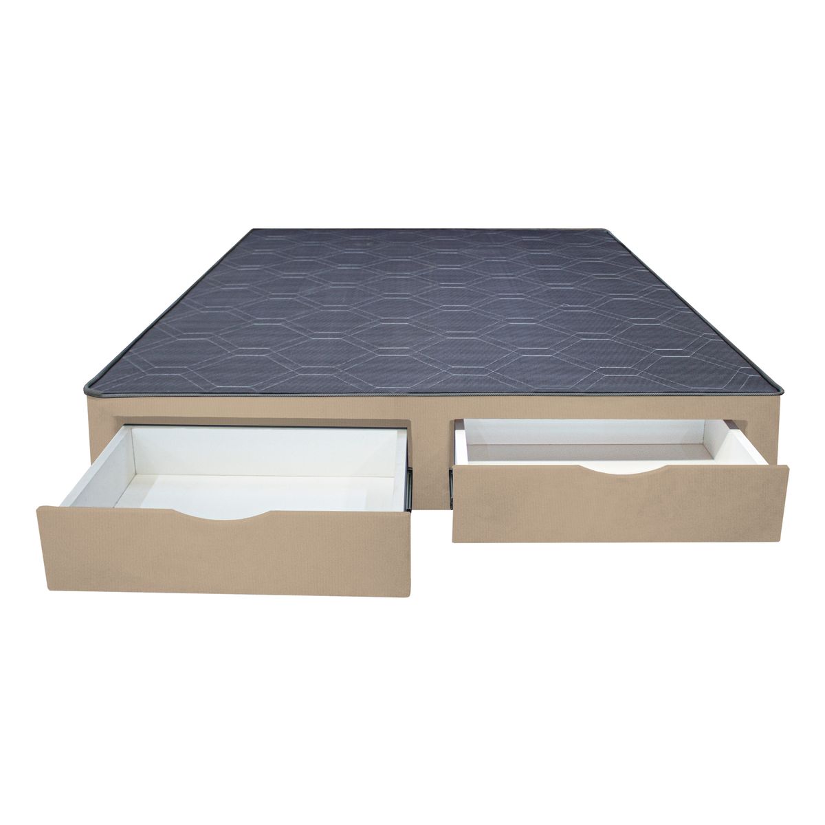 BARAKA HOME - Base de Cama Kolpa 2 Cajones Frontales 1.5 Plz - Beige Claro