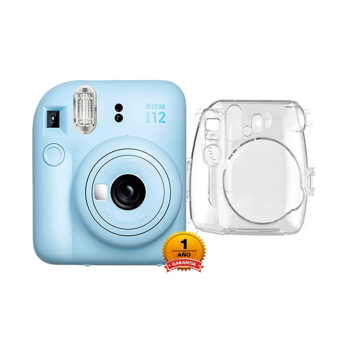 FUJIFILM - Camara Fujifilm Instax Mini 12 Azul + Estuche Transparente