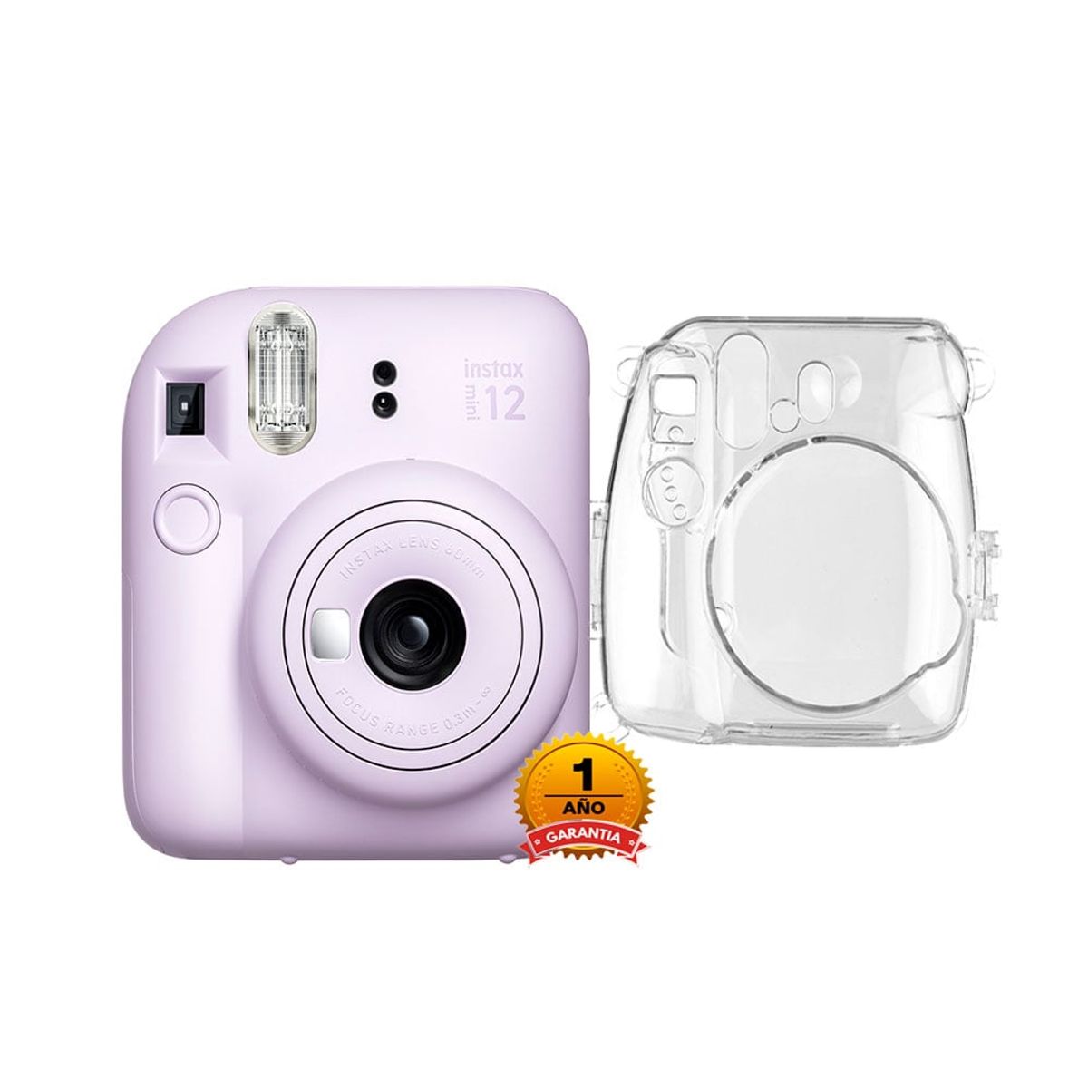 FUJIFILM - Camara Fujifilm Instax Mini 12 Lila +Estuche Transparente