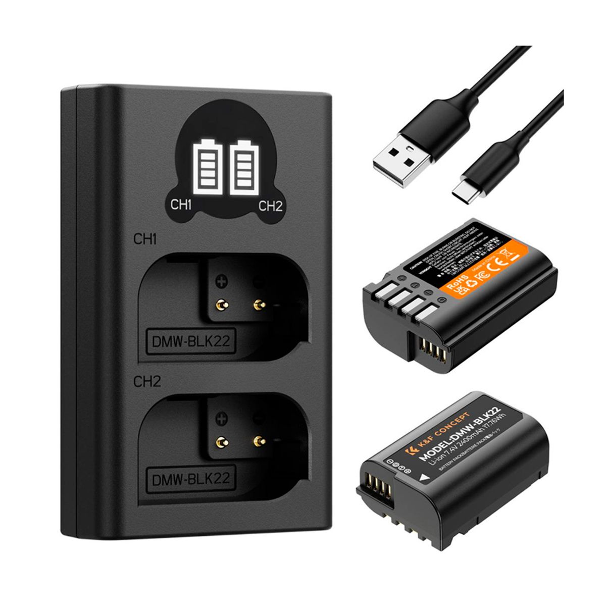 K&F CONCEPT - Cargador Doble K&F Concept + 2 Baterias DMW-BLK22 KF28.0042