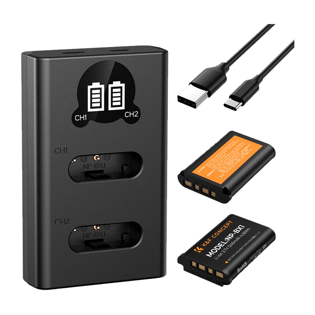 K&F CONCEPT - Cargador Doble K&F Concept + 2 Baterias NP-BX1 KF28.0044