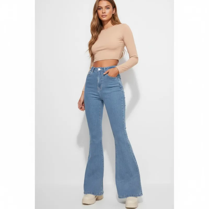 GENERICO - Pantalón Flare Jeans strech -  Dama