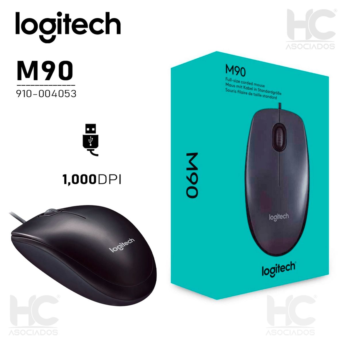 LOGITECH - MOUSE LOGITECH M90 DARK MIDNIGHT USB BLACK
