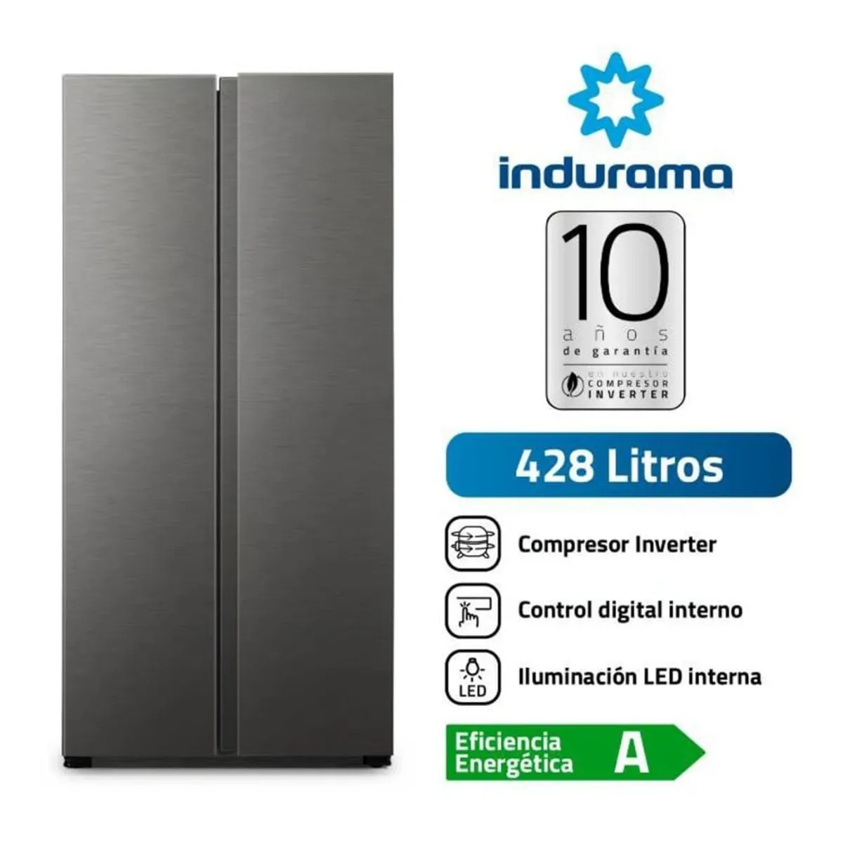 INDURAMA - Refrigeradora Indurama de 428L Side by Side RI-769