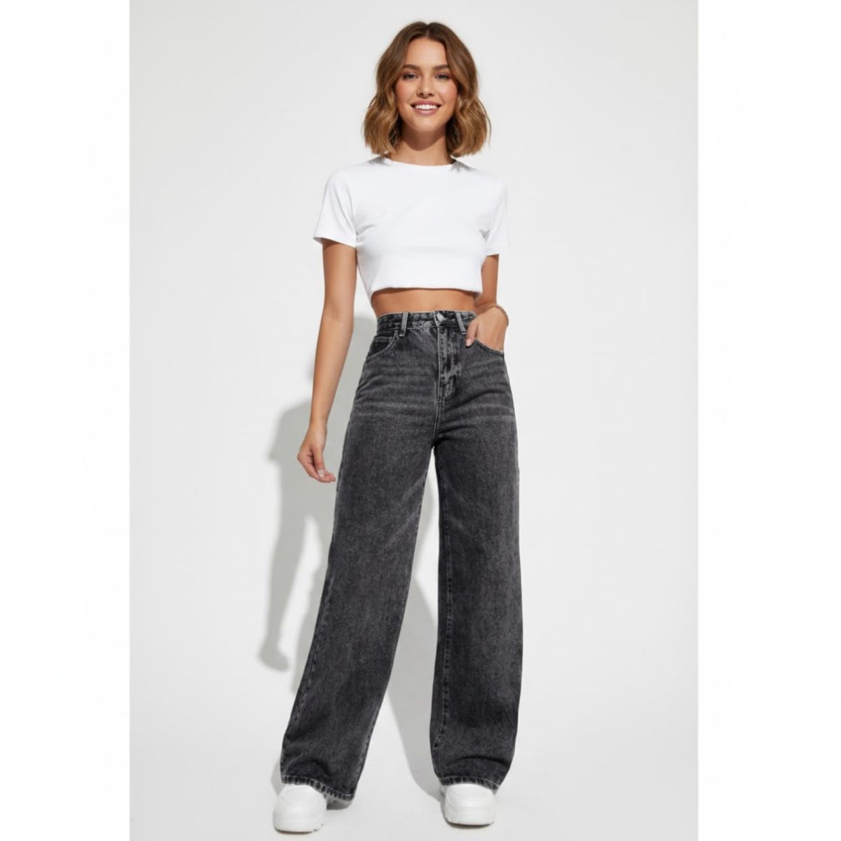GENERICO - Pantalon Jean Wide Leg - Jean Rigido