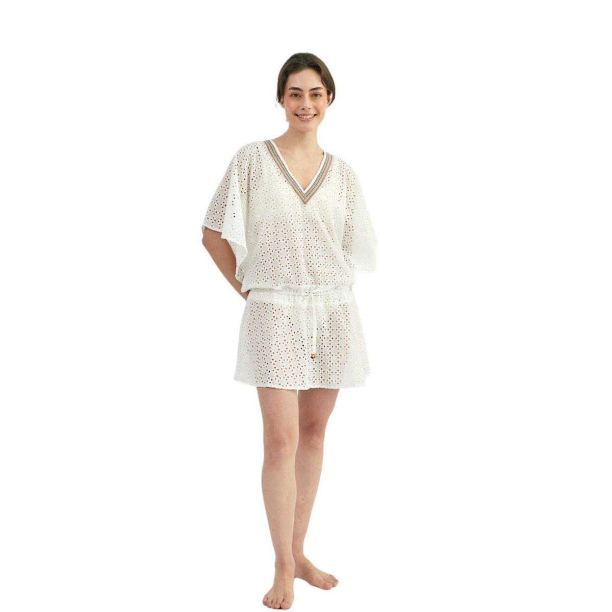 PERMUTA - Salida de playa corta Ines Broderie Blanco Permuta