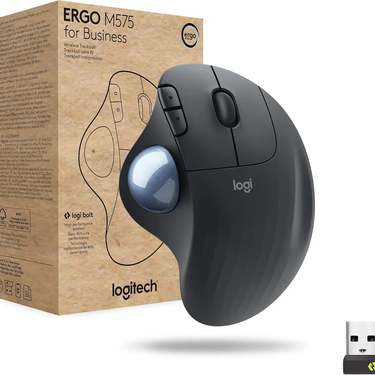 LOGITECH - MOUSE ERGONOMICO LOGITECH M575 WIRELESS  BT TRACKBALL BLACK