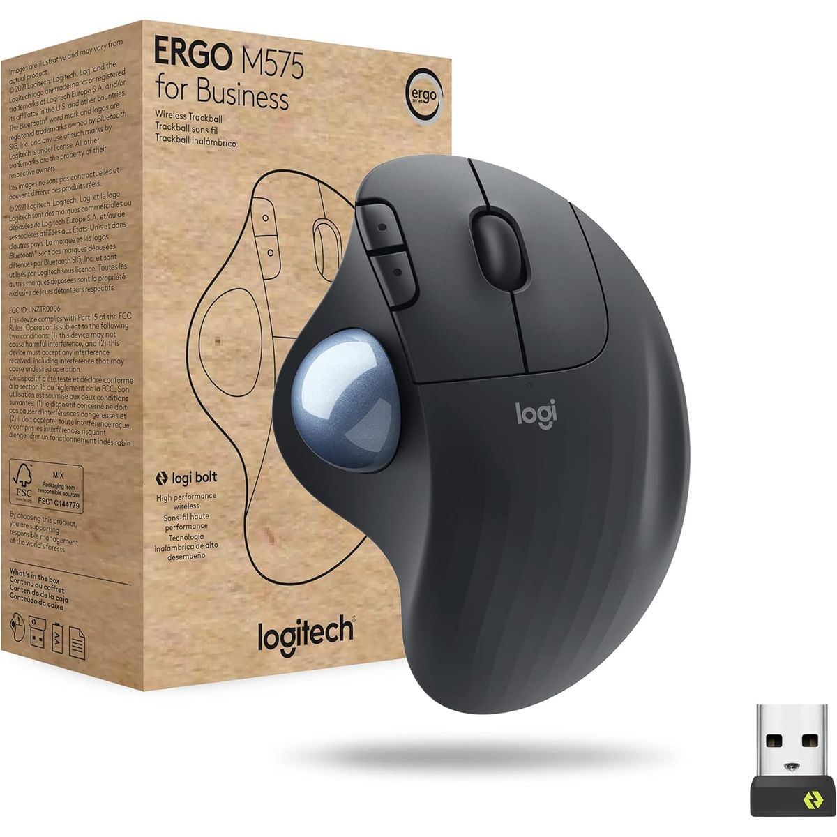 LOGITECH - MOUSE ERGONOMICO LOGITECH M575 WIRELESS  BT TRACKBALL BLACK