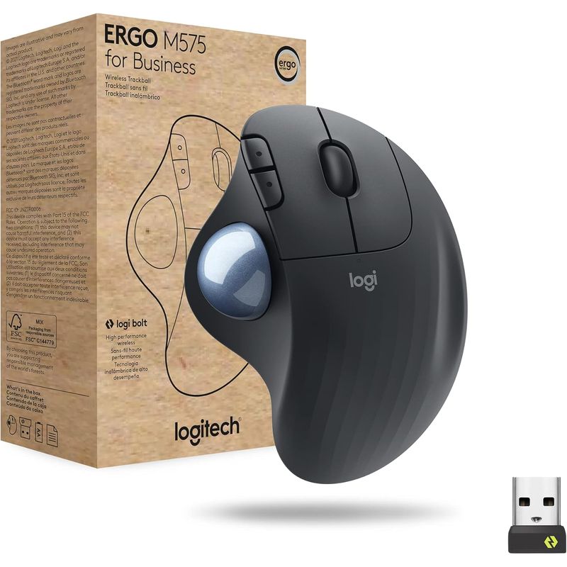 LOGITECH - MOUSE ERGONOMICO LOGITECH M575 WIRELESS  BT TRACKBALL BLACK