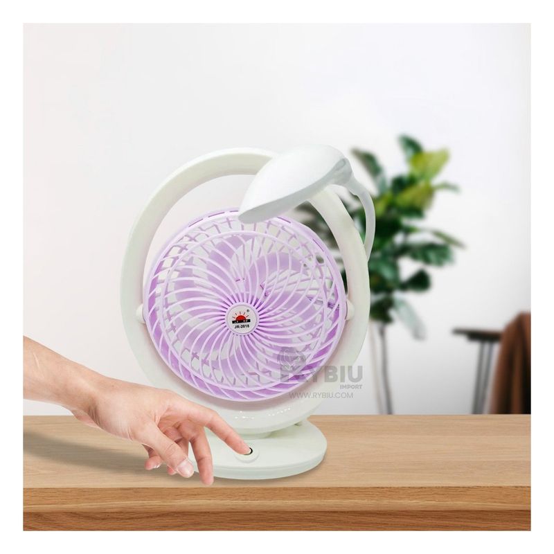 GENERICO - Ventilador Recargable de Mesa con Lampara en Color Lila