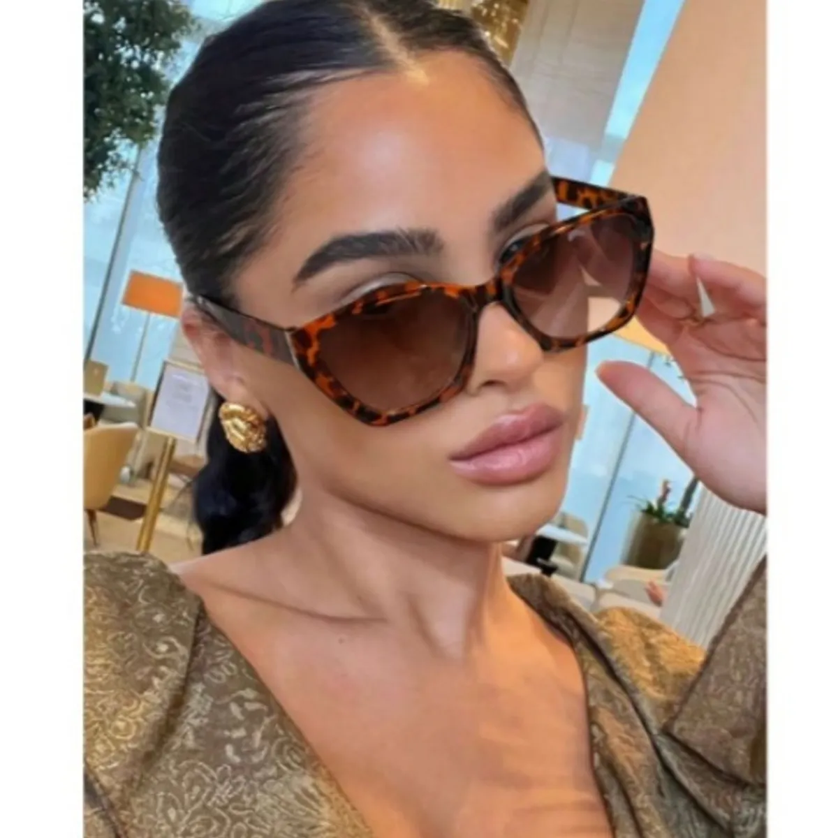 GENERICO - Lentes Gafas De Sol Retro forma Ojo De Gato animal print