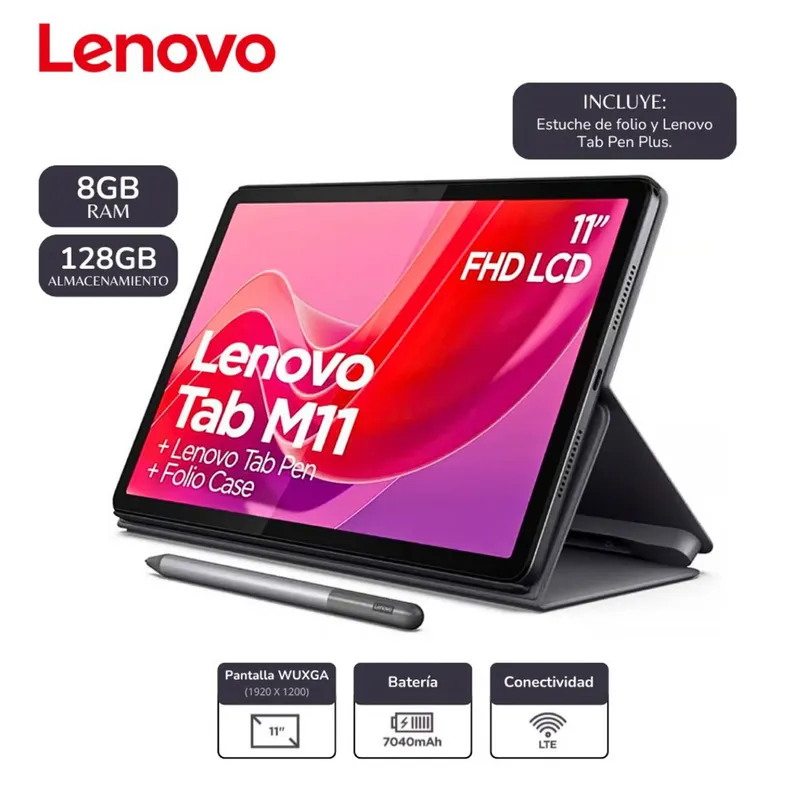 LENOVO - LENOVO TAB M11 8GB RAM-128GB 4G ANDROID LUNA GREY