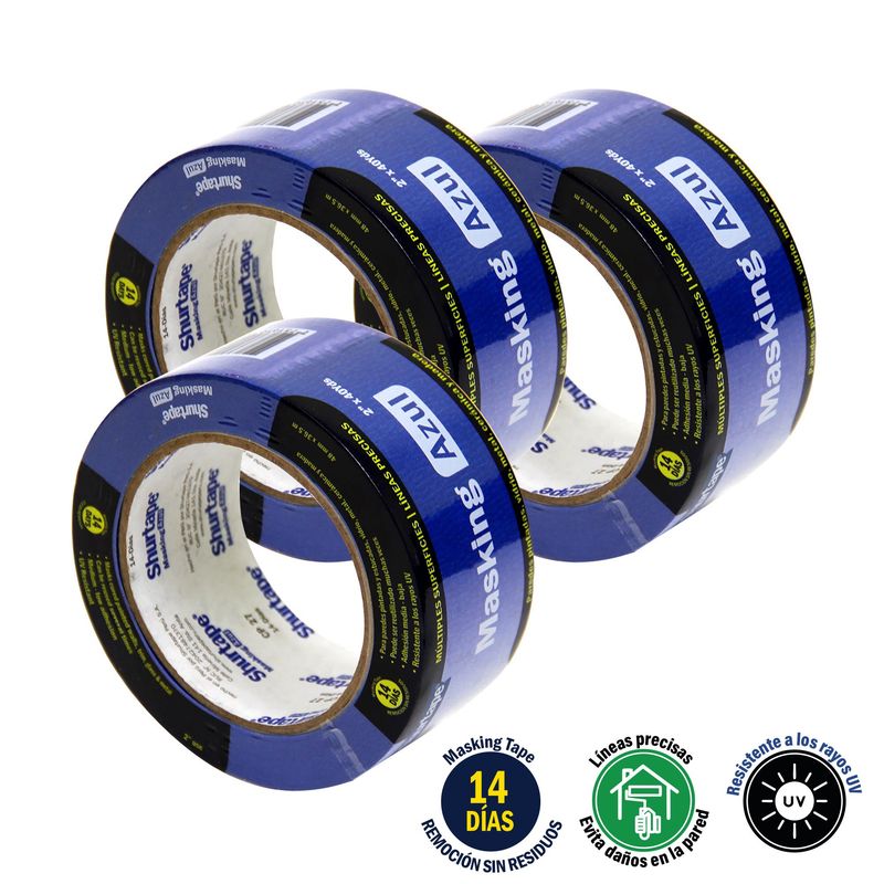 SHURTAPE - Masking Tape Azul 2" x 40 Yds Pack x3
