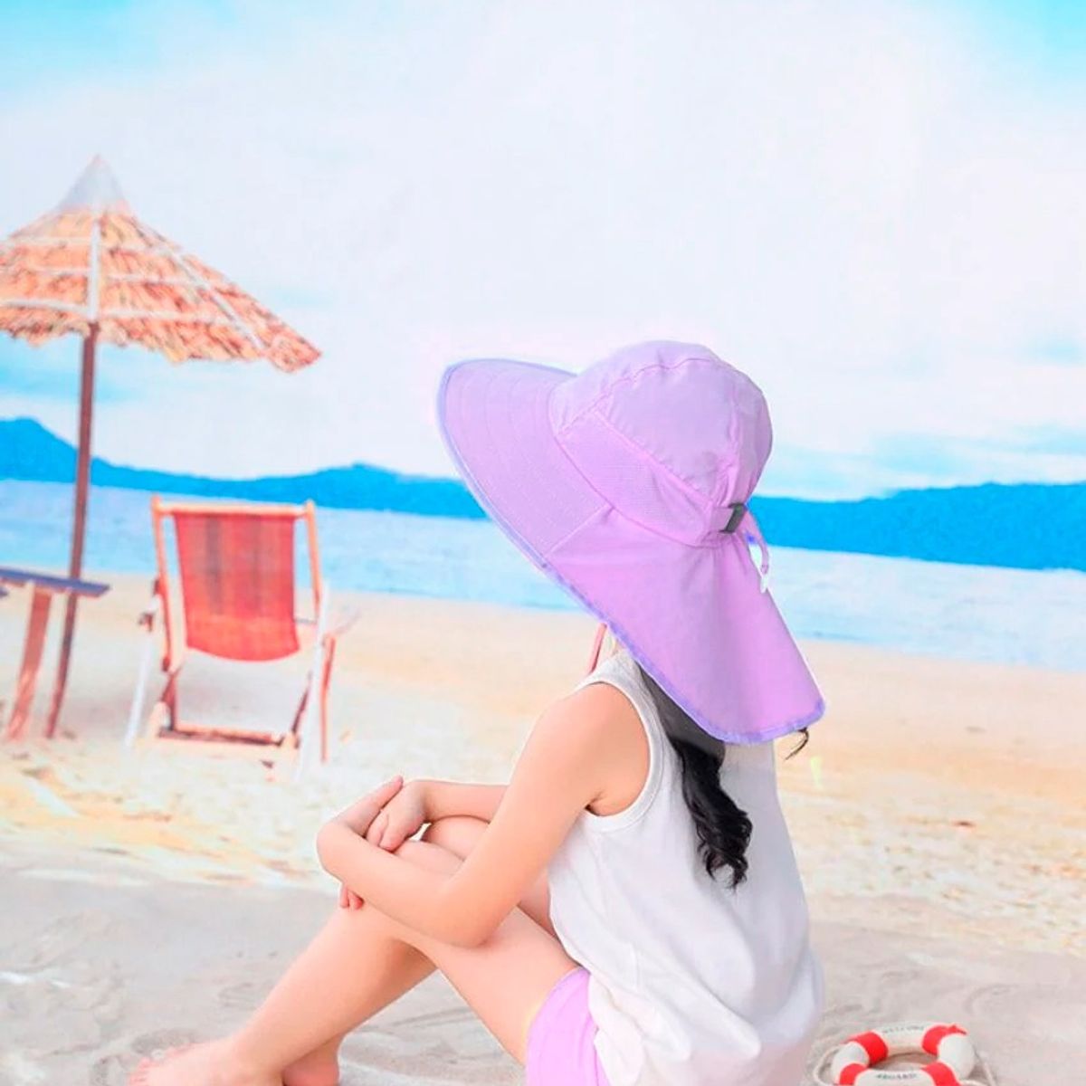 THE BABY SPOT - Sombrero con protección UPF 50+ para Niños ( 2 a 10 años ) MORADO