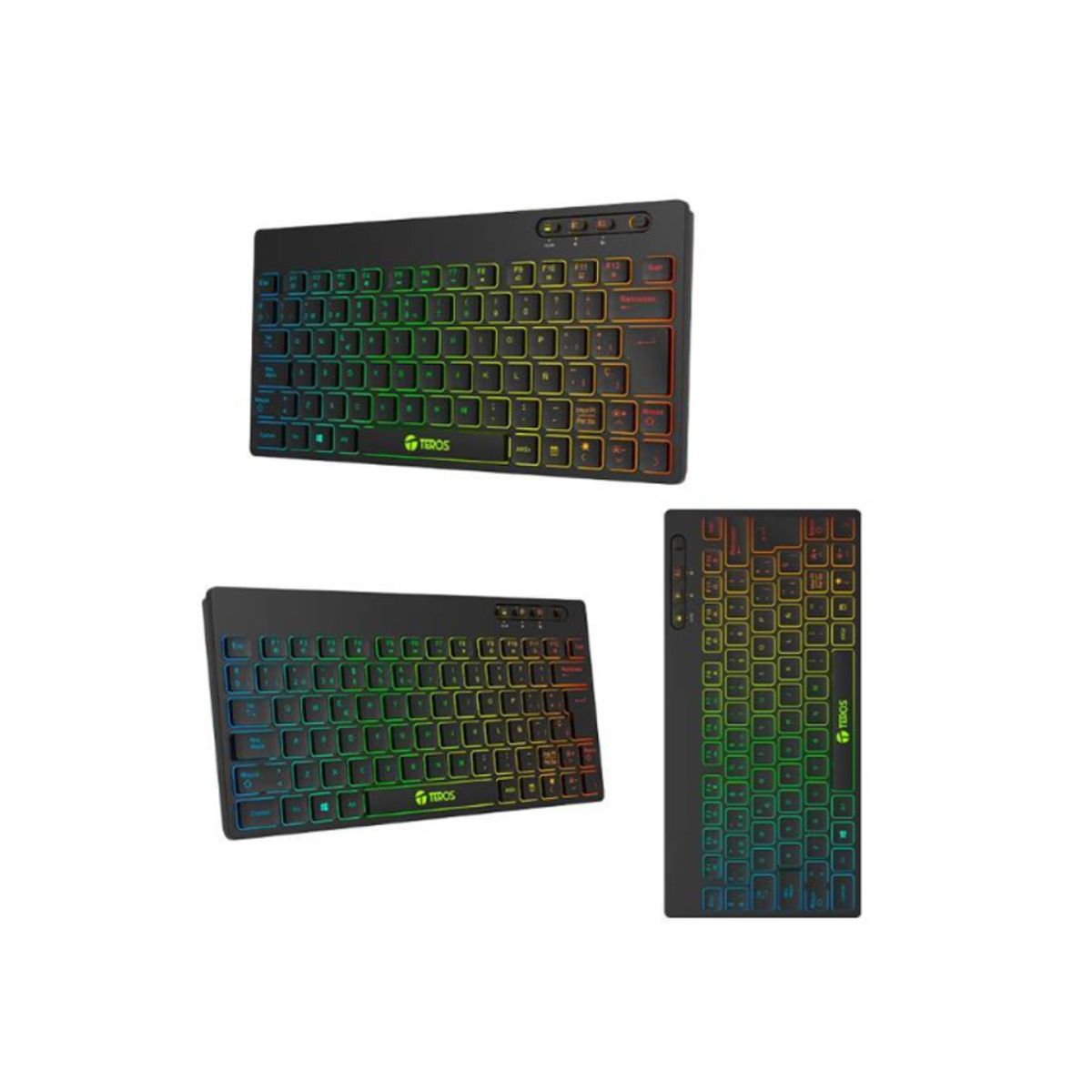 TEROS - Teclado Inalambrico Teros TE-4066G multimedia iluminación  RGB