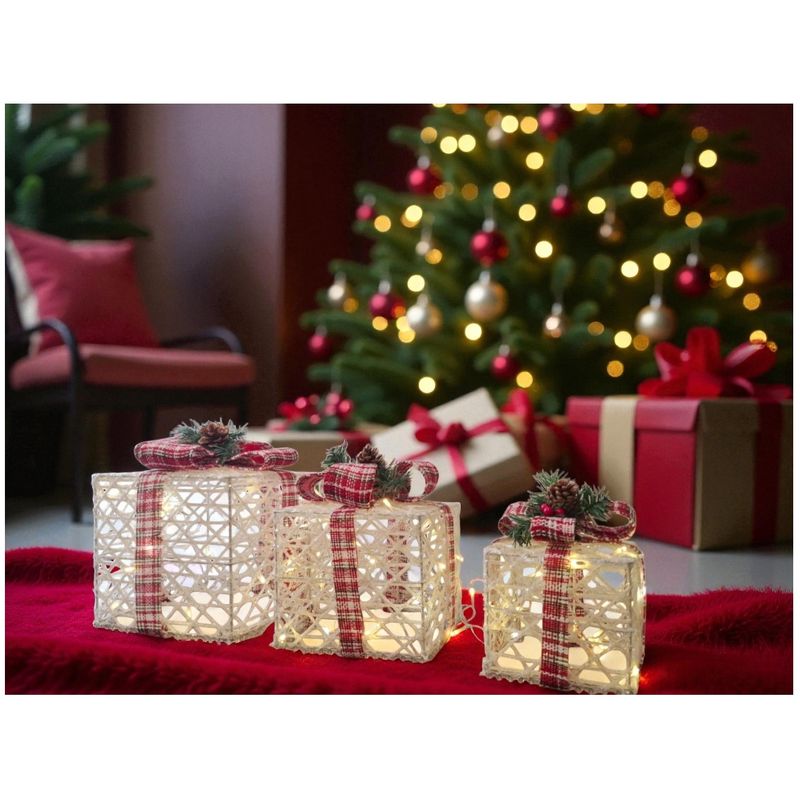 Set Caja De Regalo De Navidad Con Luces GENERICO