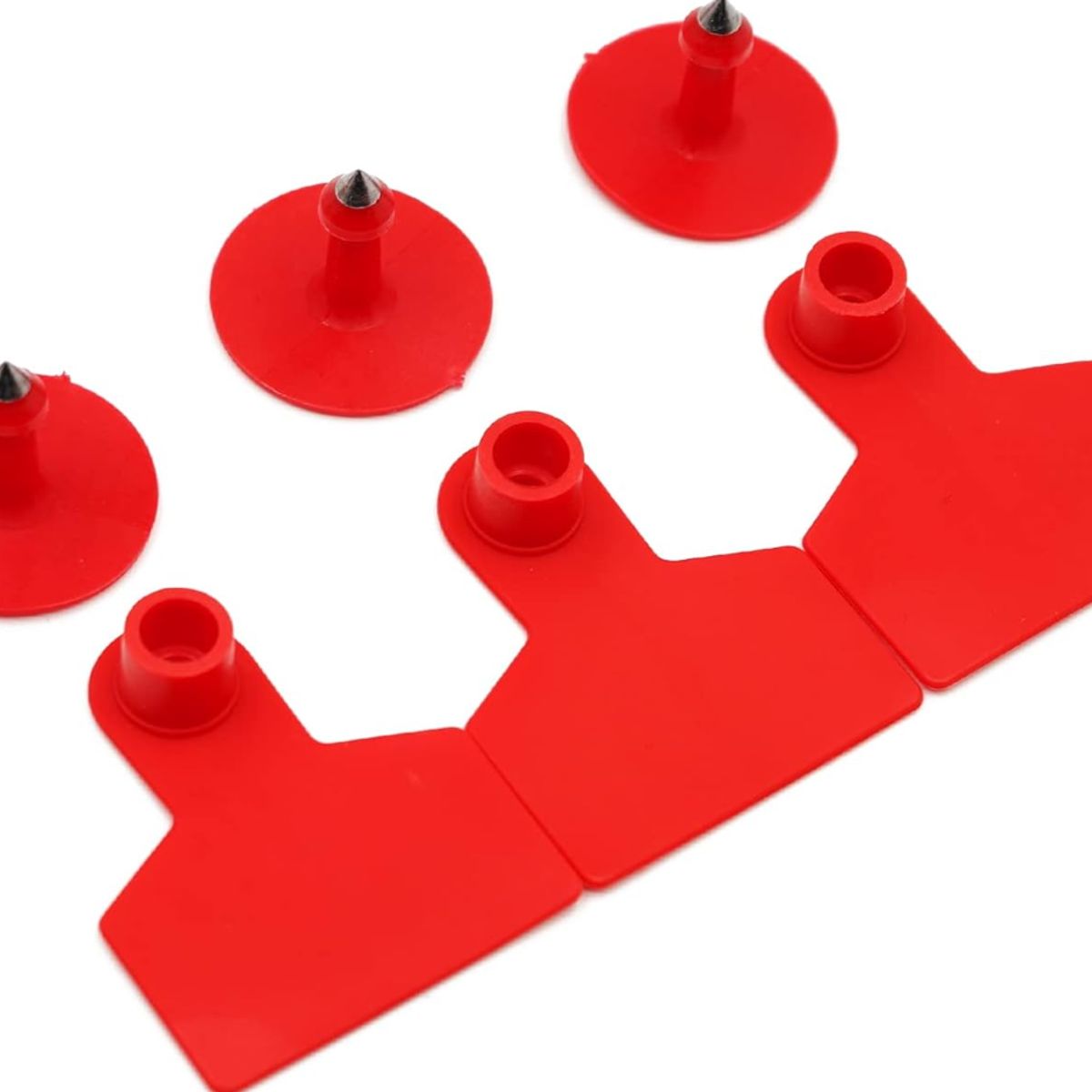 GENERICO - PACK X 100 CROTAL ARETE PARA CERDO ROJO 4X5 CM SIN NUMERAR