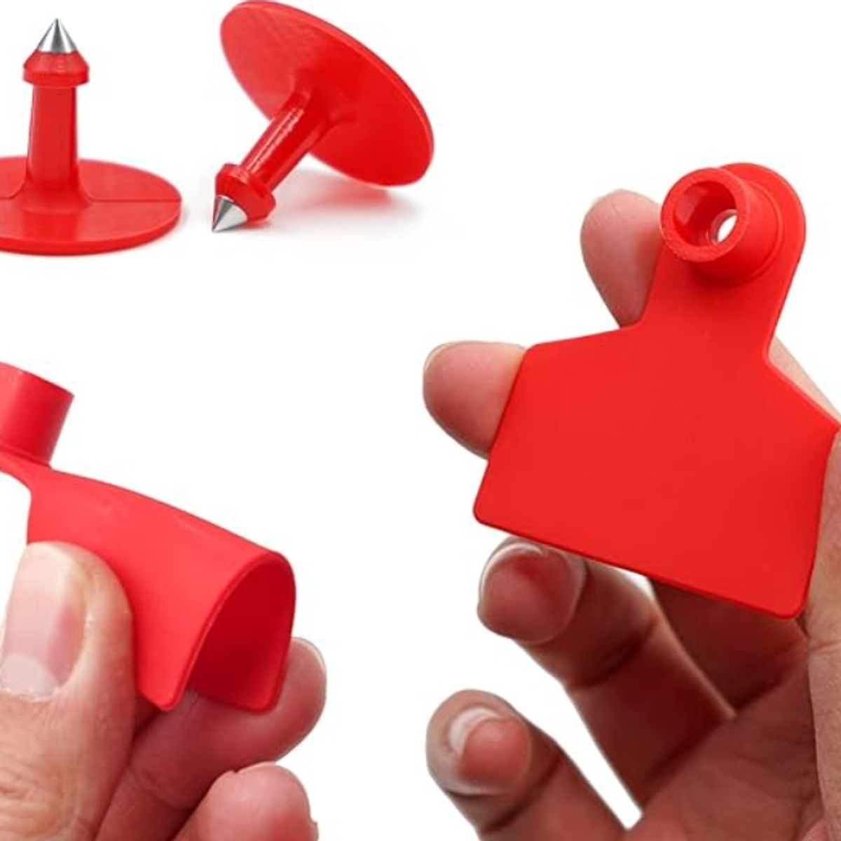 GENERICO - PACK X 100 CROTAL ARETE PARA CERDO ROJO 4X5 CM SIN NUMERAR