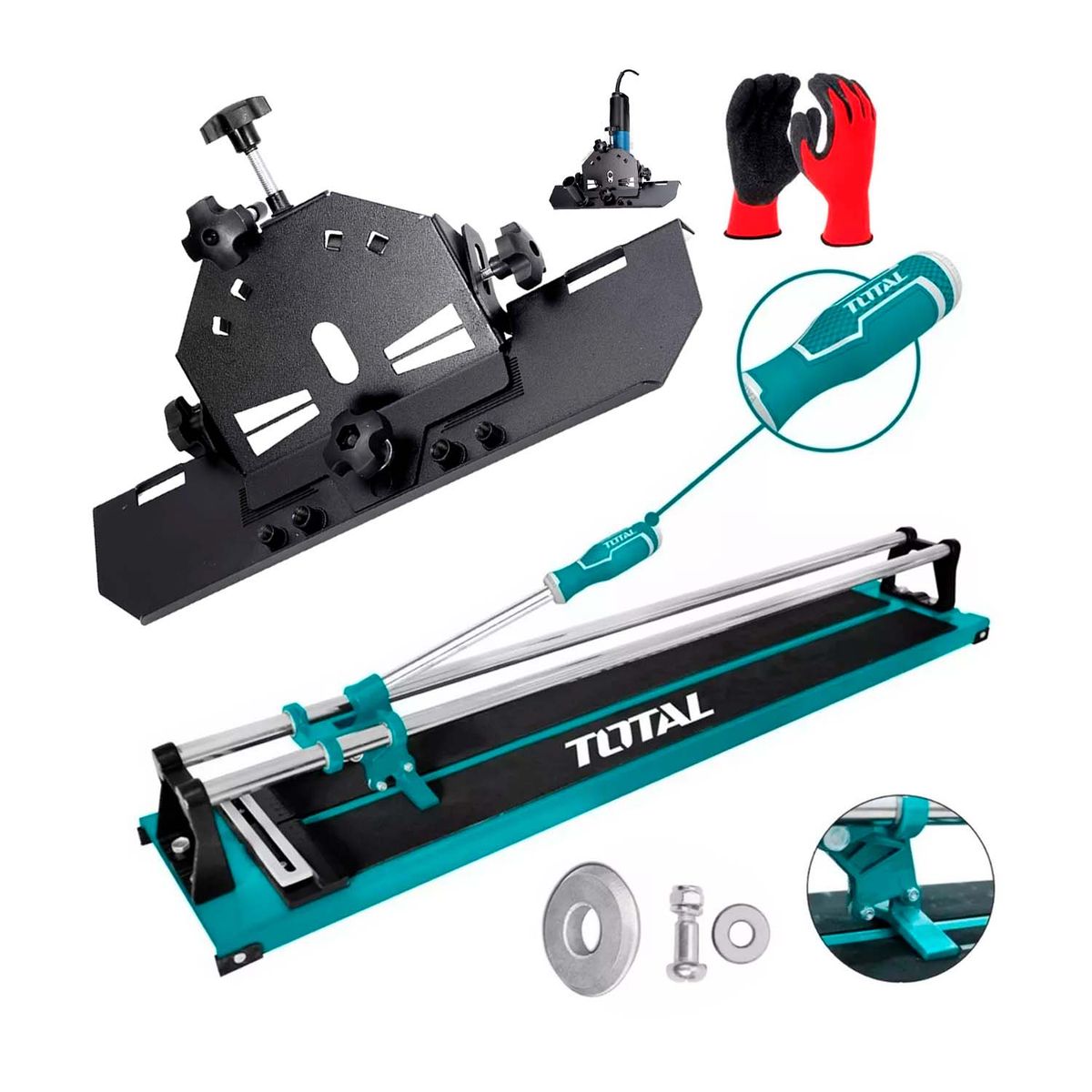 TOTAL TOOLS - CORTADORA MAYÓLICA TOTAL + SOPORTE DE AMOLADORA CORTE 45 GRADOS