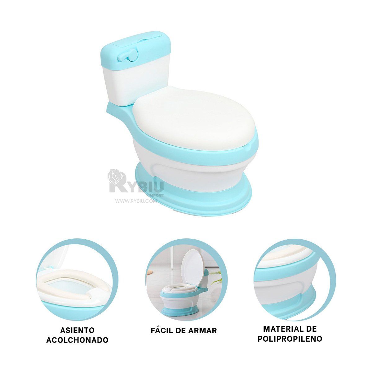 GENERICO - Asiento con Tapa en Color Celeste Y+Post-it Adhesivos