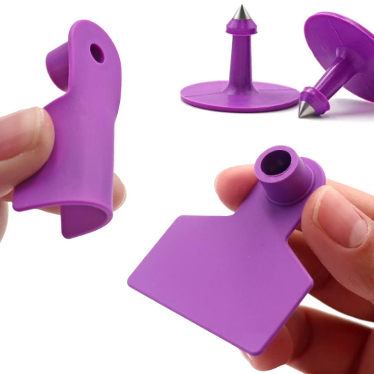 GENERICO - PACK X 100 CROTAL ARETE PARA CERDO MORADO 4X5 CM SIN NUMERAR