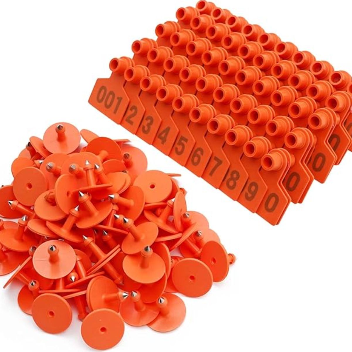 GENERICO - PACK X 100 CROTAL ARETE PARA CERDO NARANJA 4X5 CM NUMERADO
