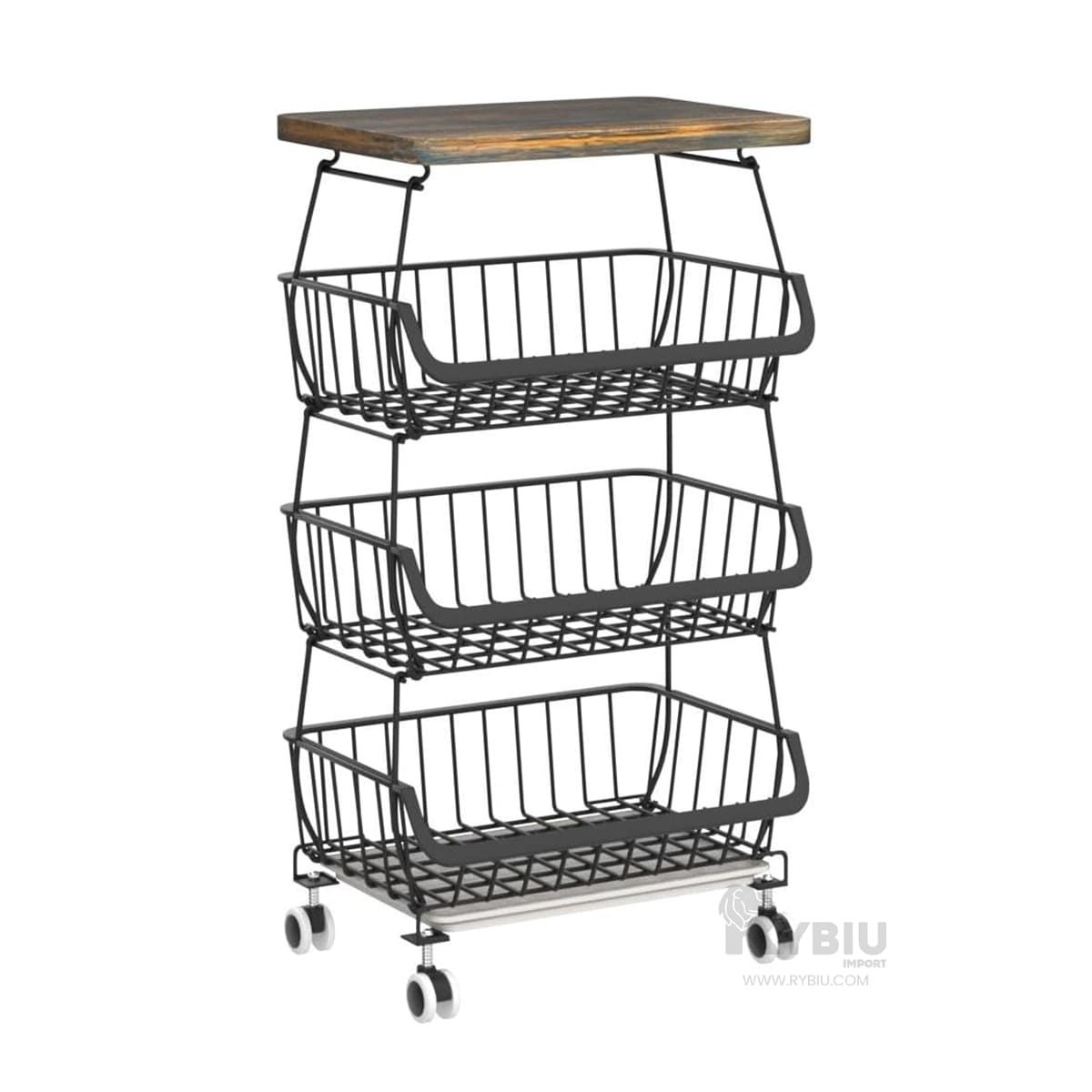 RYBIU IMPORT - Gabinete Estilizado con Ruedecillas de Negro Y+Gift Stickers