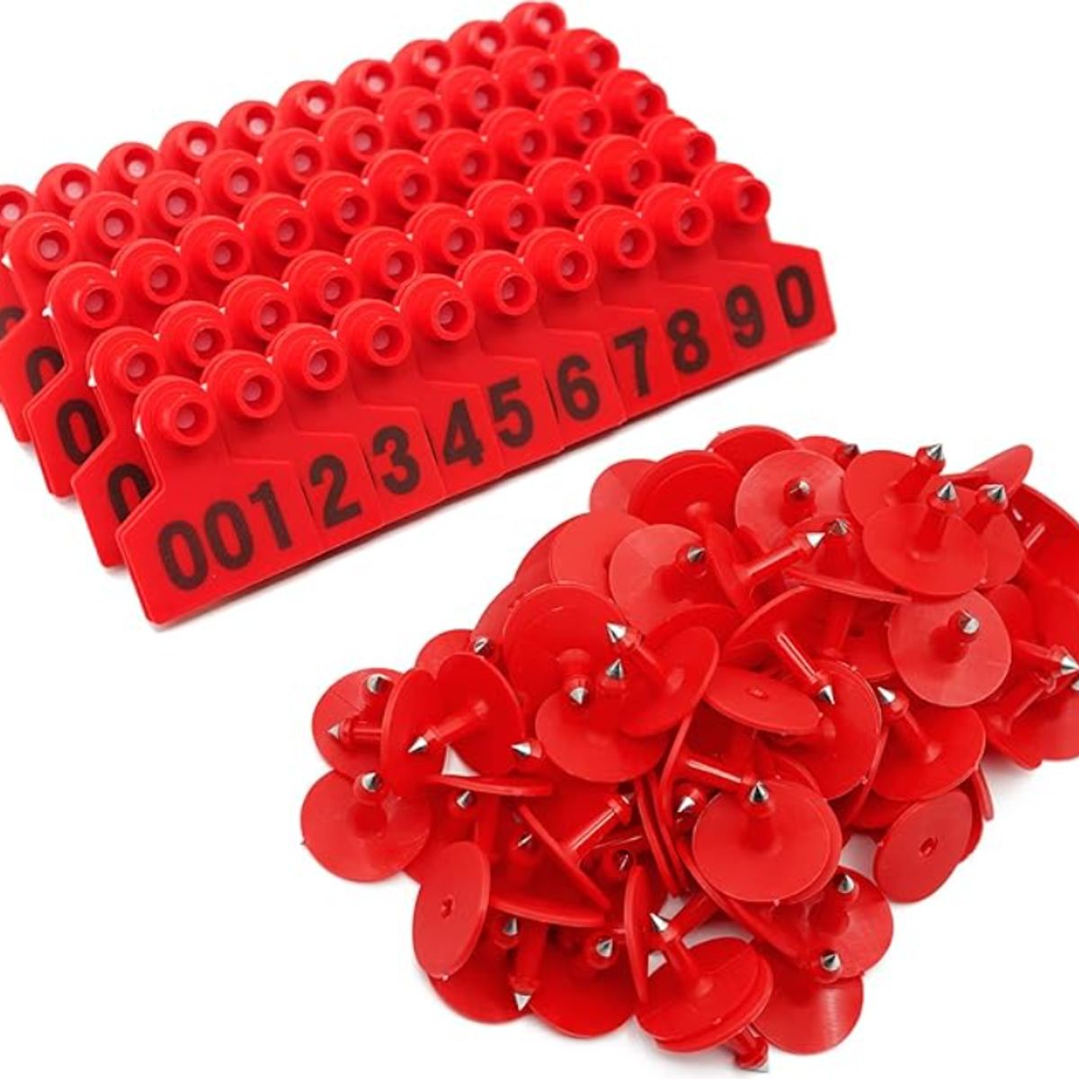 GENERICO - PACK X 100 CROTAL ARETE PARA CERDO ROJO 4X5 CM NUMERADO