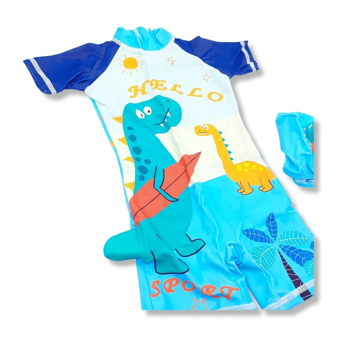 GENERICO - Ropa de Baño para Niño UV Dinosaurio Verde en Tabla de Surf