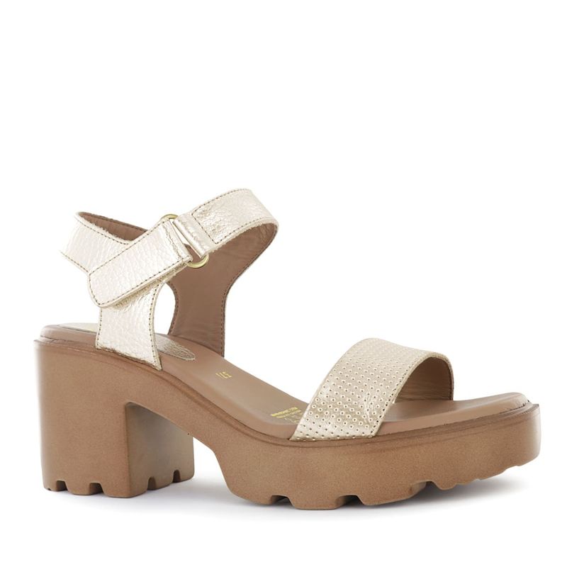 ECCO - Sandalias con Taco Mujer Ecco Yelena01 Oro Cuero Folia