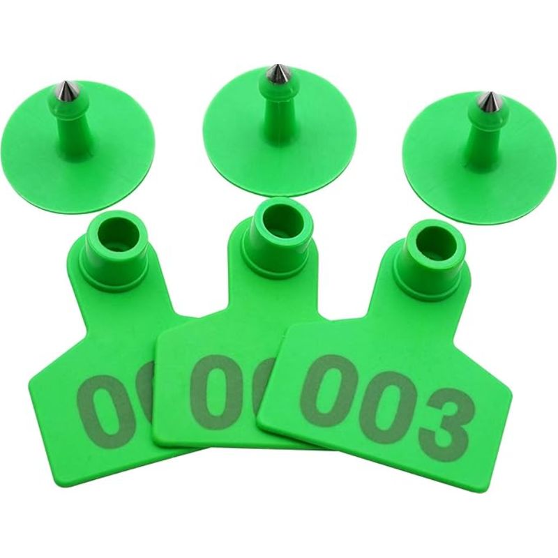 GENERICO - Pack X 100 Crotal Arete Para Cerdo Verde 4x5 Cm Numerado