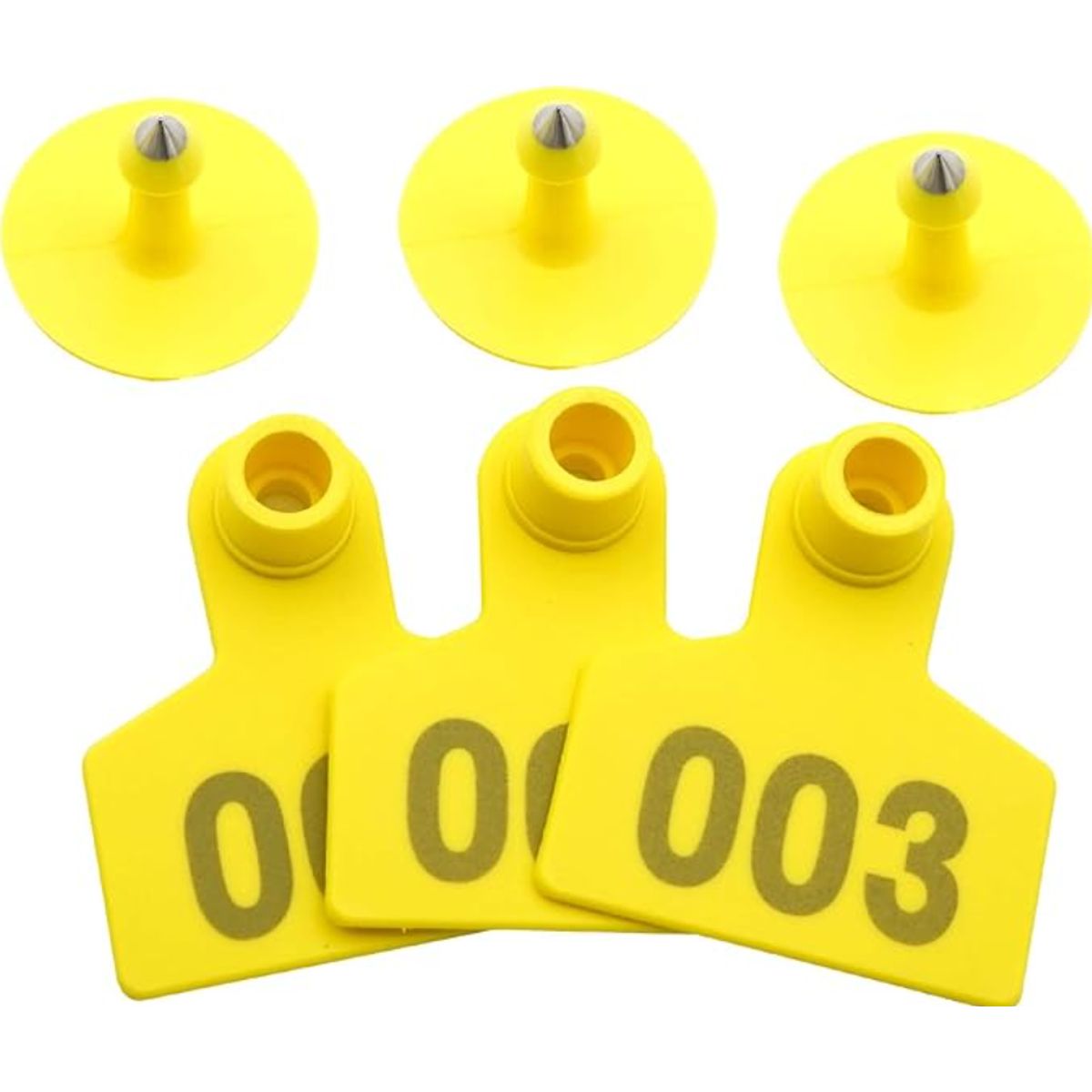 GENERICO - PACK X 100 CROTAL ARETE PARA CERDO AMARILLO 4X5 CM NUMERADO