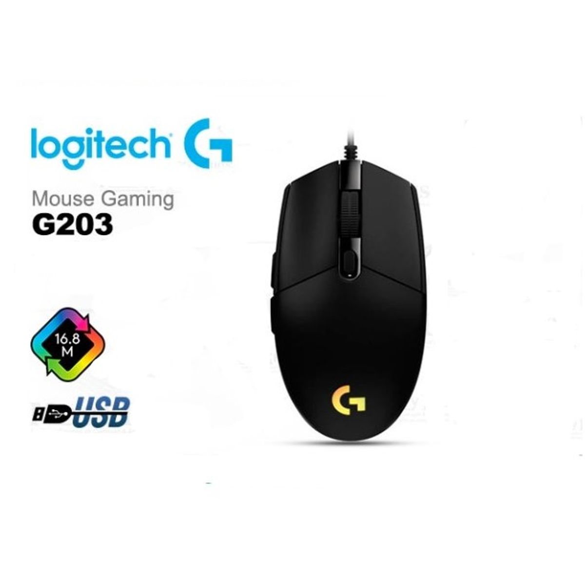 LOGITECH - Mouse Logitech G203 Lightsync Color Negro