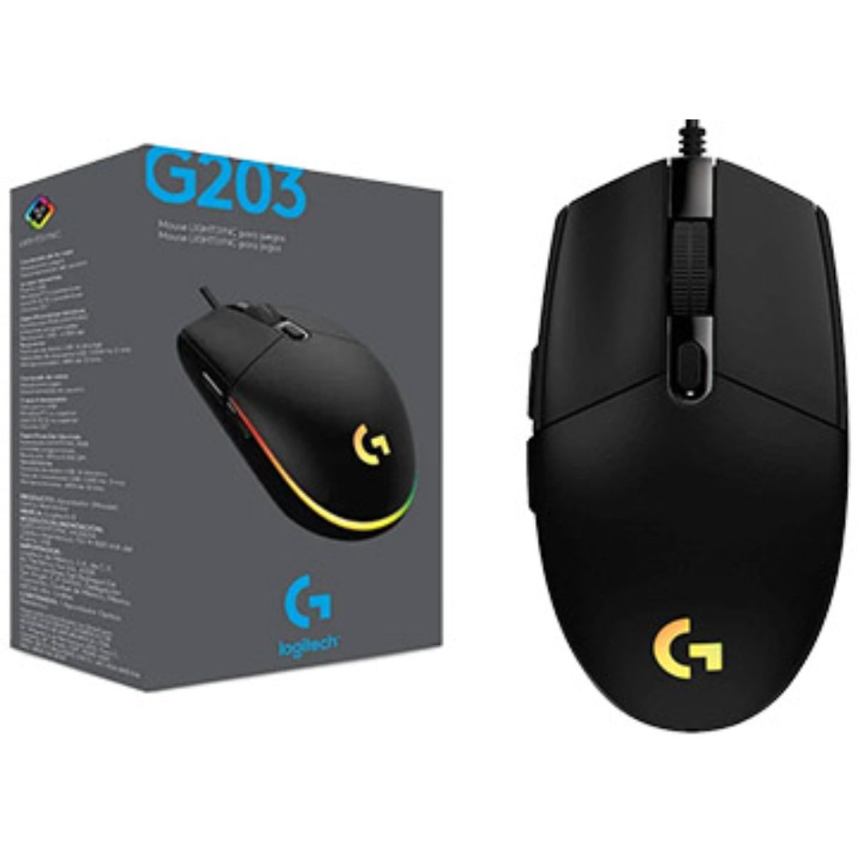 LOGITECH - Mouse Logitech G203 Lightsync Color Negro