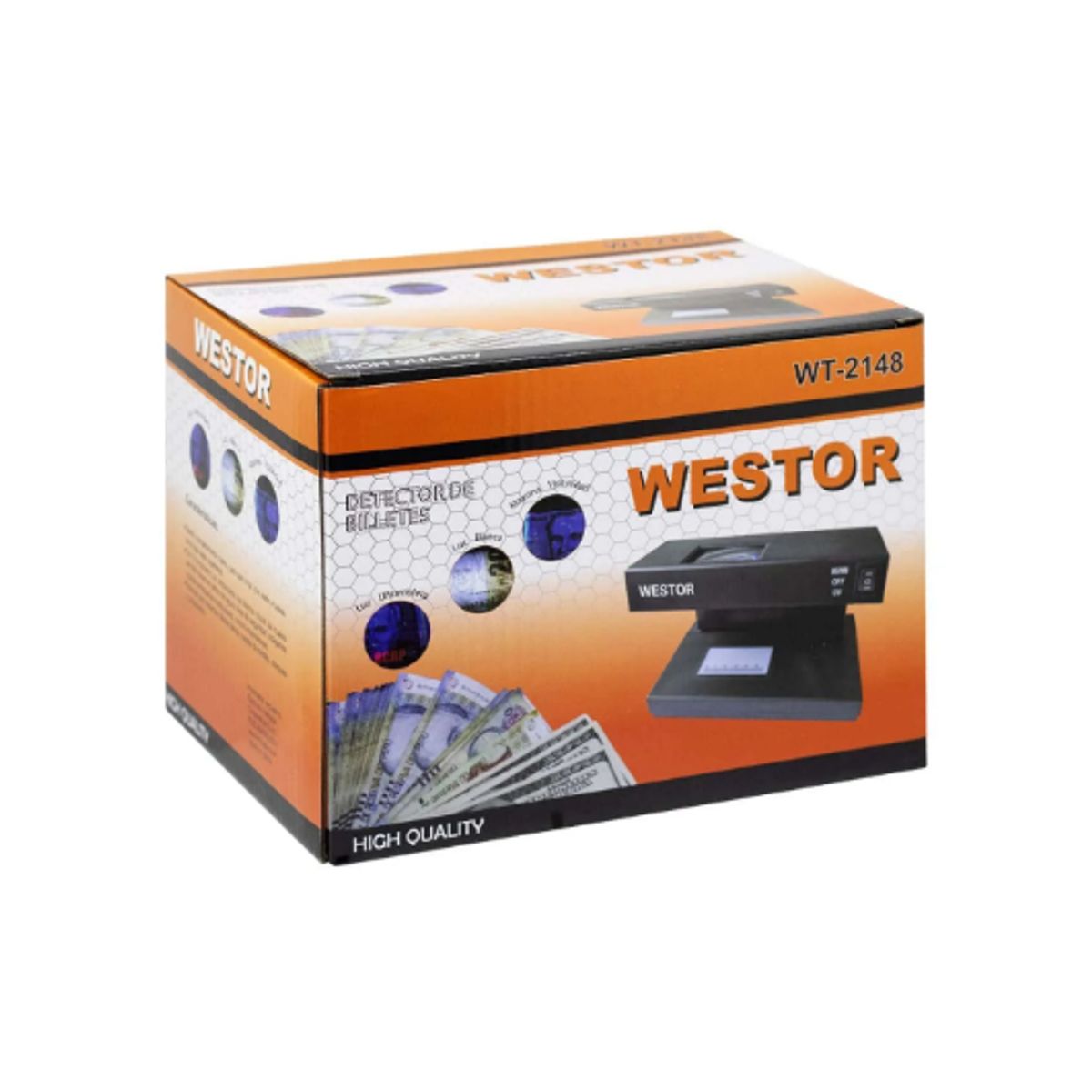 WESTOR - Detector de Billetes Falsos Luz UV + Lupa WT-2148 WESTOR