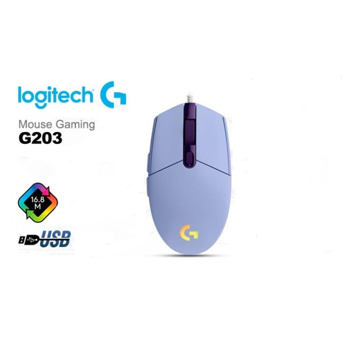 LOGITECH - Mouse Logitech G203 Lightsync -Color lila