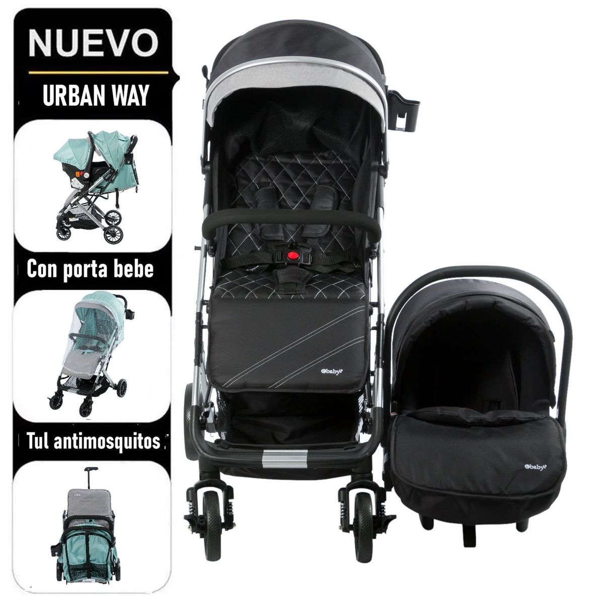 EBABY - Ebaby coche maleta con portabebé Urban Way EB136 Black