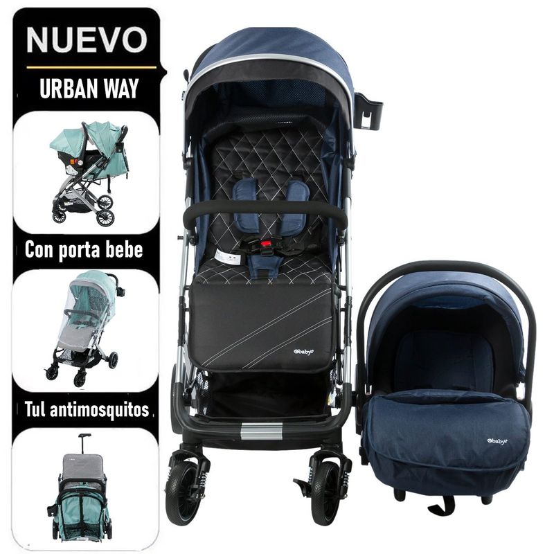 EBABY - Ebaby coche maleta con portabebé Urban Way EB136 Azul