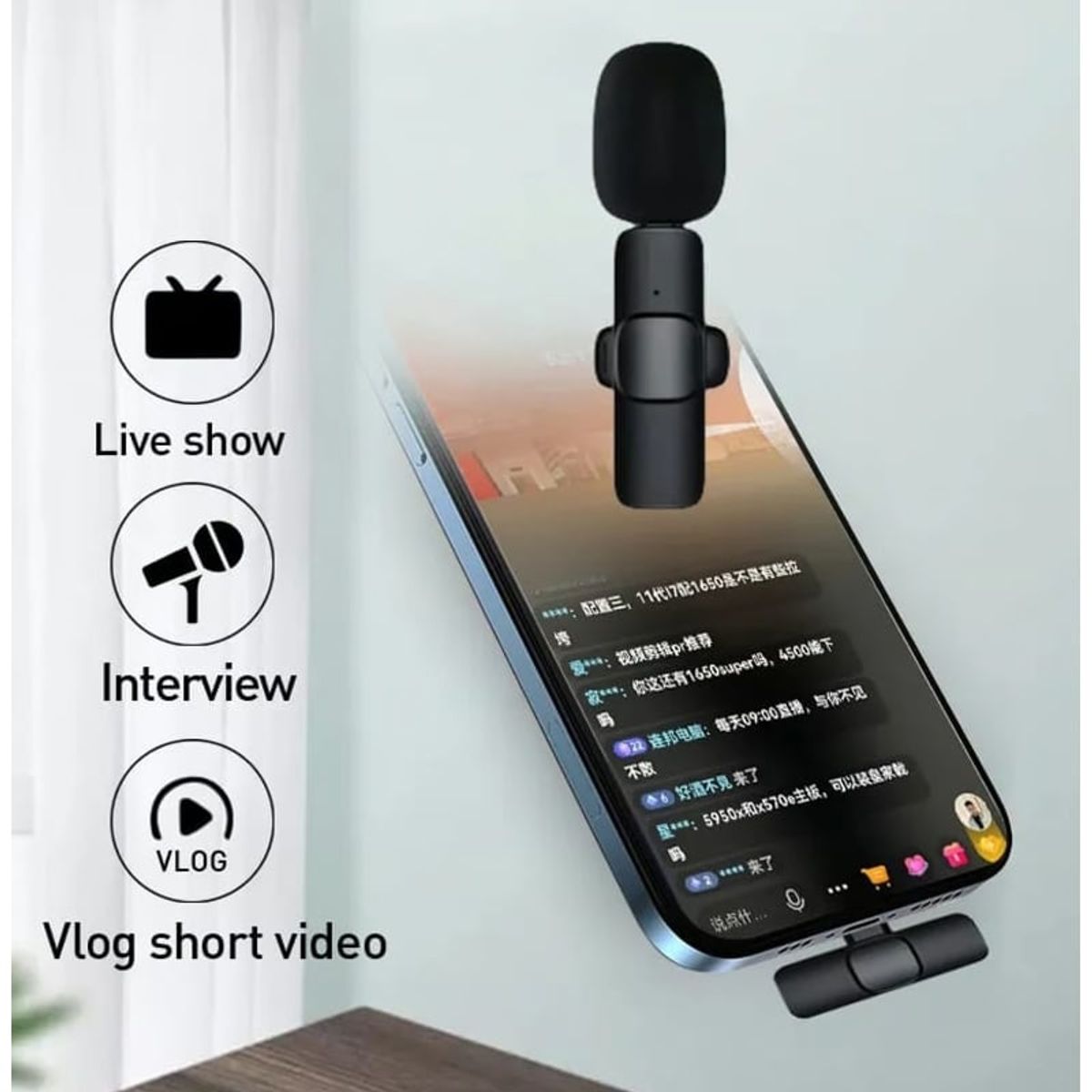 GENERICO - Microfono Inalambrico 2 en 1 Lightning para Iphone tiktok