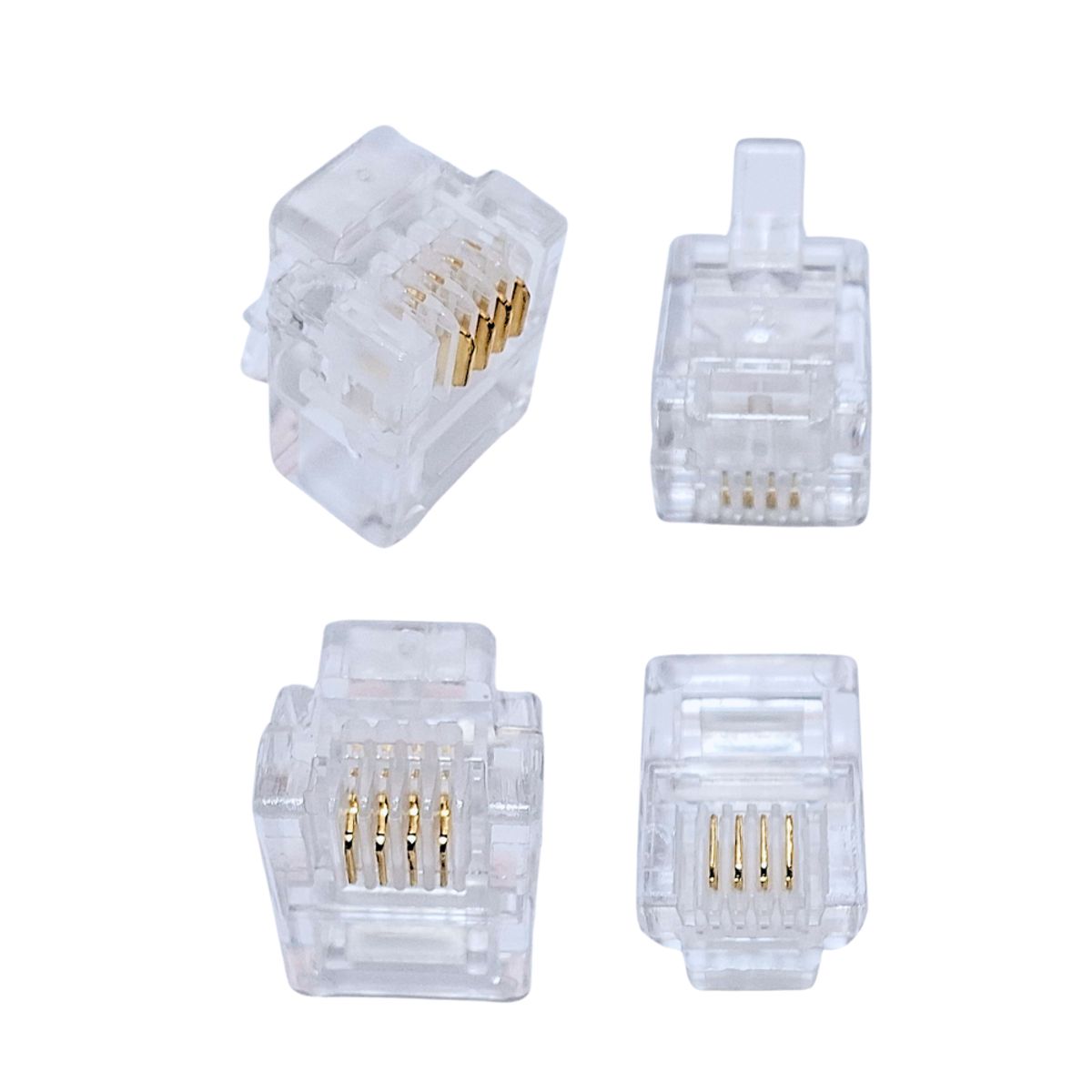 GENERICO - Conector Rj11 Tipo 6P4C Para Línea Teléfono Bolsa De 100 Unidades